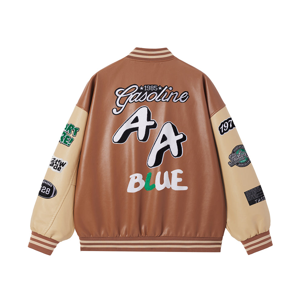 Genesis Garb TAGD A Letter Towel Embroidery PU Baseball Jacket